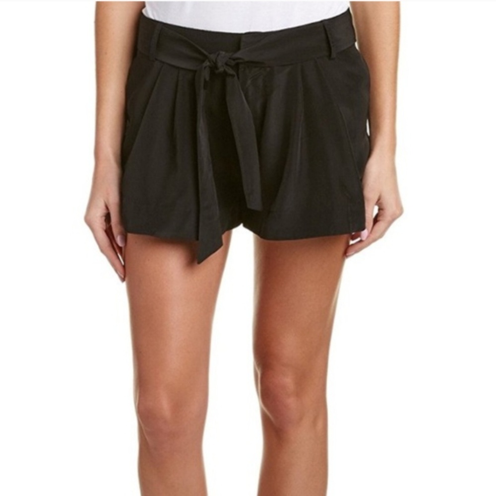 Parker Black Silky Polyester Tie Front Shorts NWOT